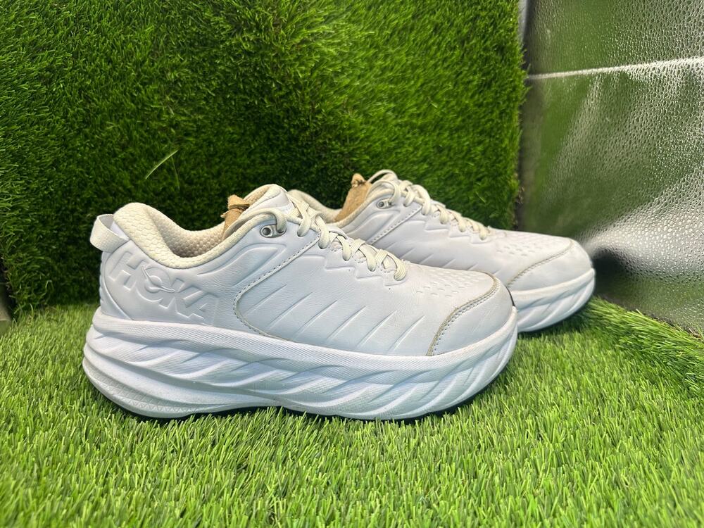 Hoka One One Bondi SR 1129351-WHT Athletic Sneaker Women's 8.5D White Leather